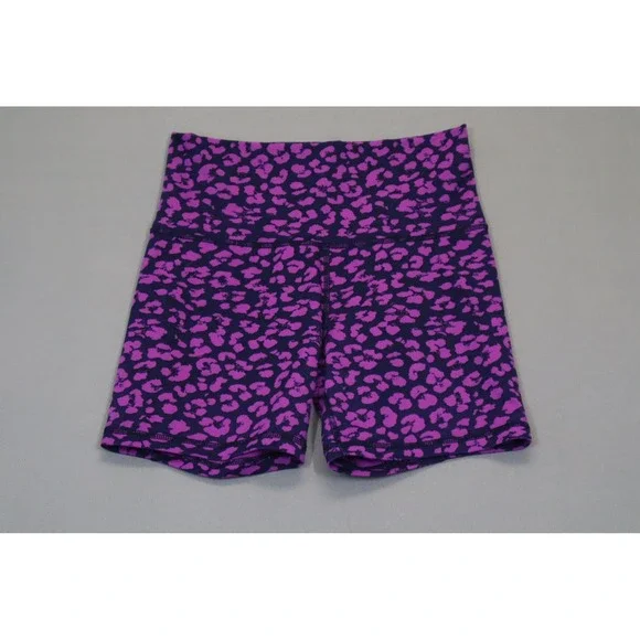 Lululemon Women's Drop It Like It's Hot Purple Cheetah Print Biker Shorts - Picture 1 of 4
